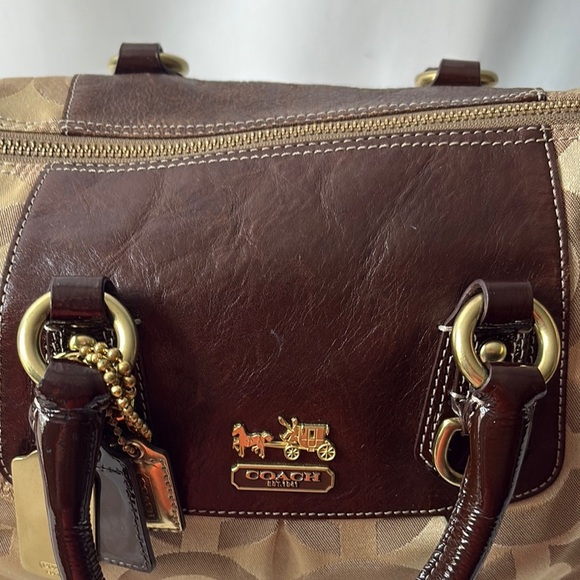 Coach Brown and Tan Satchel with Structured Design - Picture 13 of 16